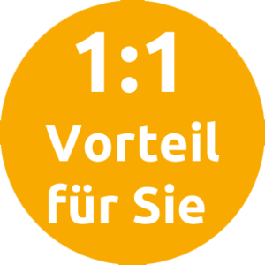 Symbolbild mit Beschriftung 1:1 Vorteil für Sie